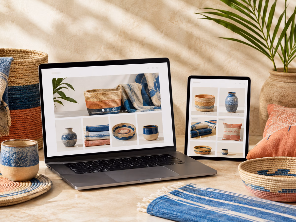 Concepto de tienda en línea para productos artesanales del hogar