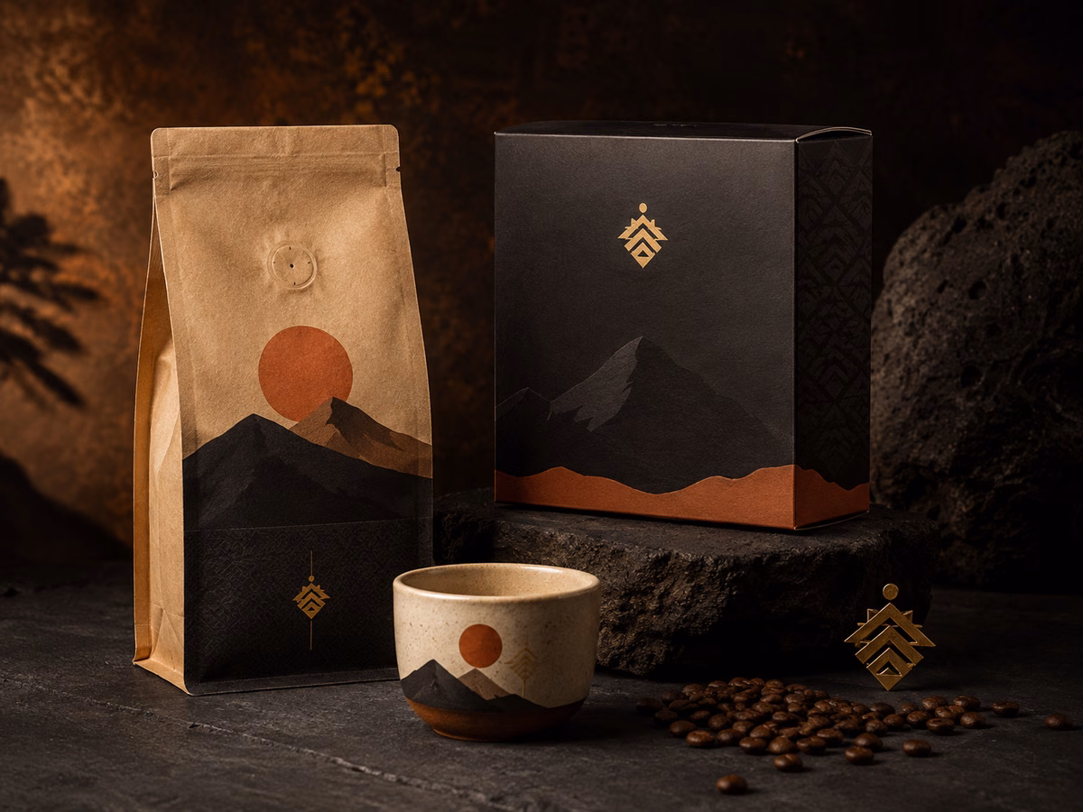 Concepto de identidad y empaque para una marca de café de especialidad