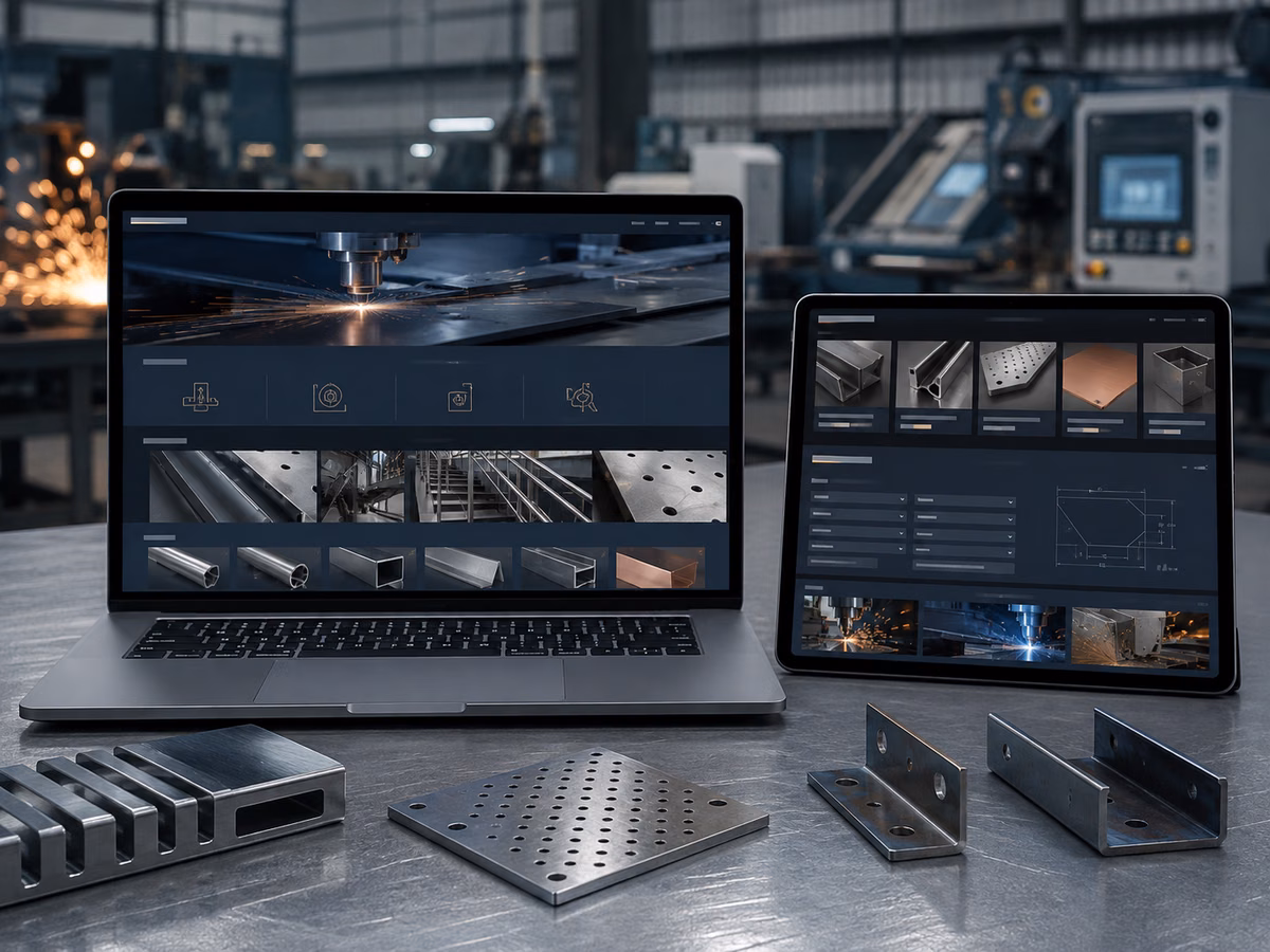 Concepto de sitio web B2B para un taller de fabricación metálica