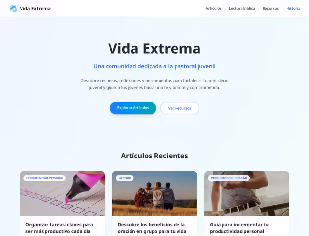 Sitio web moderno y optimizado para organización religiosa